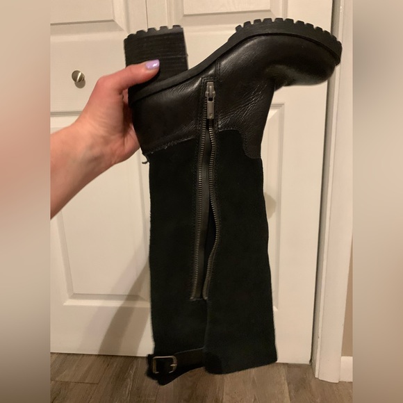 Lucky Brand Lug Sole Knee High Boots, Zip and Buckle Closure, Like New - Picture 12 of 16